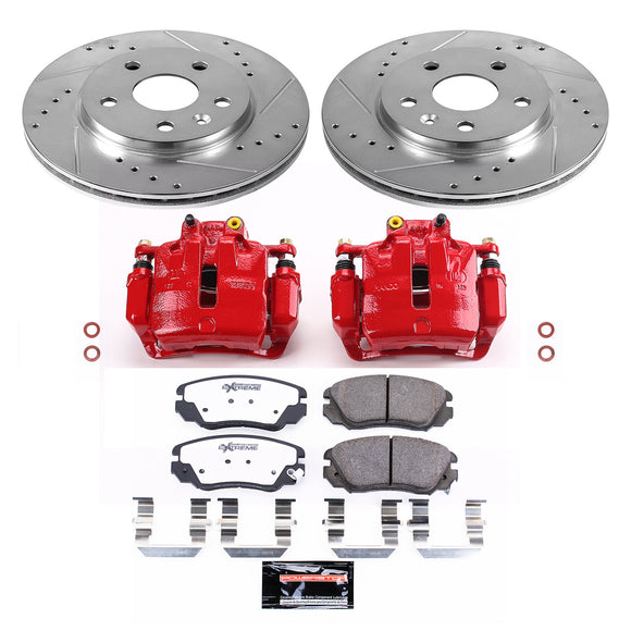 PowerStop Z26 Street Performance Ceramic Brake Pad, Drilled Slotted Rotor, and C