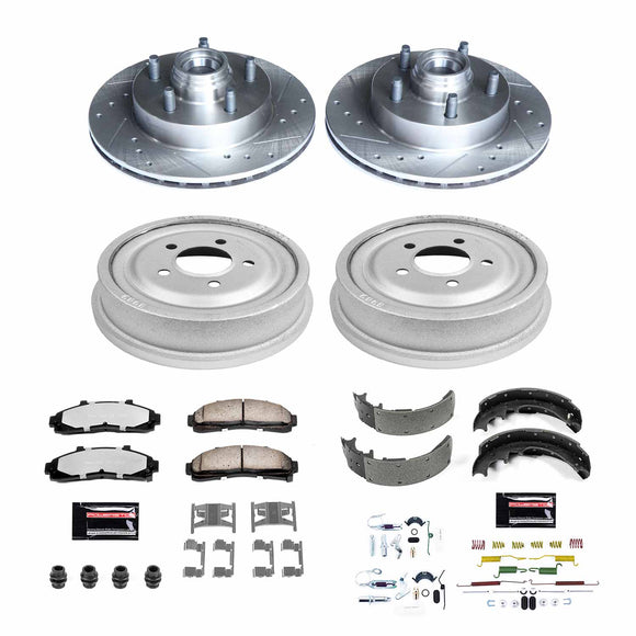 PowerStop Z36 Ceramic Brake Pads with Drilled Slotted Rotors and Drum Shoe Kit