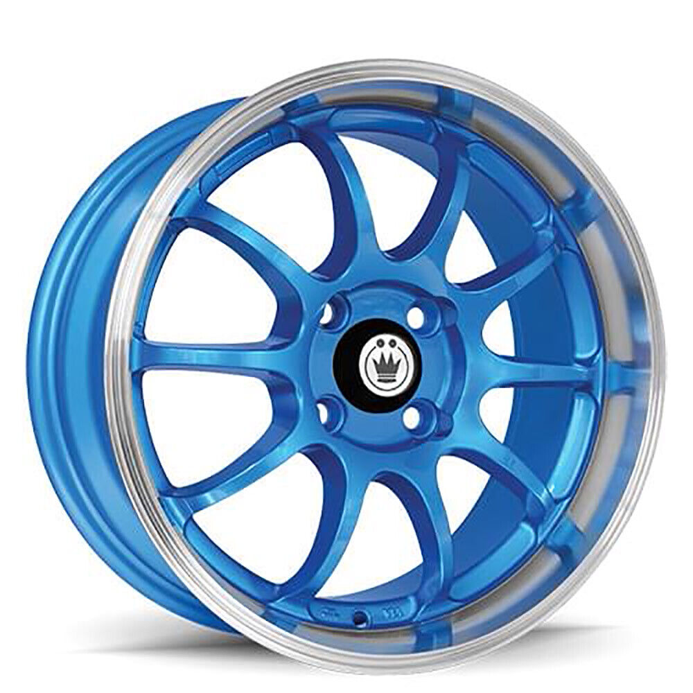 15x7 Konig Lightning Blue/Machined Lip 4x100 ET38 Wheel Rim