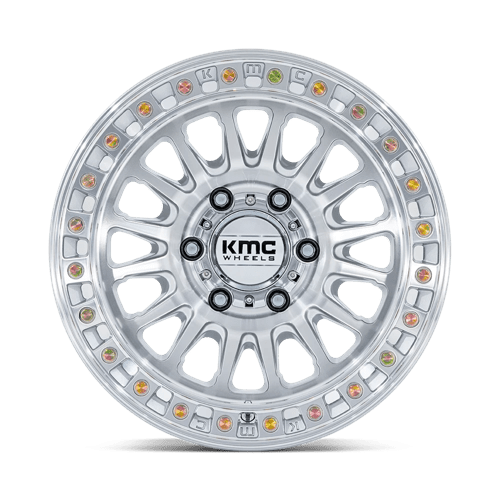 17x8.5 KMC KM552 IMS Gloss Silver With Machined Face 5x127 ET25 CB71.5 Wheel Rim