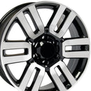 20" Replica Wheel TY10 Fits Toyota 4Runner Rim 20x7 Black Mach'd Wheel