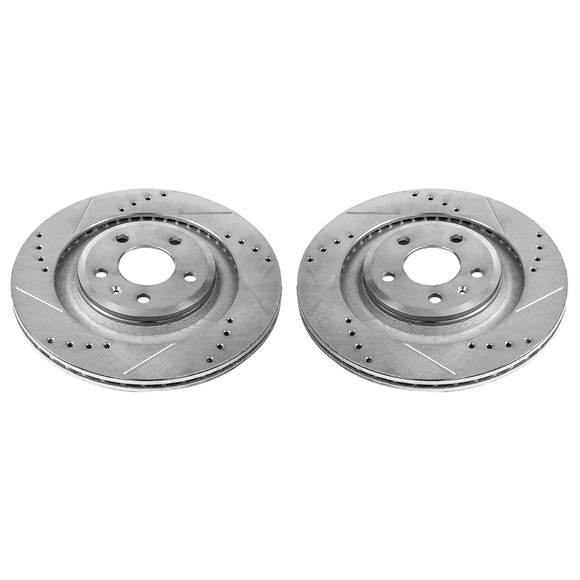 PowerStop Evolution Drilled Slotted Rotors Pair Rear For Audi S5