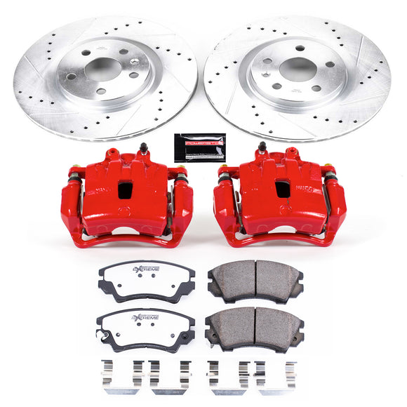 PowerStop Z26 Street Performance Ceramic Brake Pad, Drilled Slotted Rotor, and C