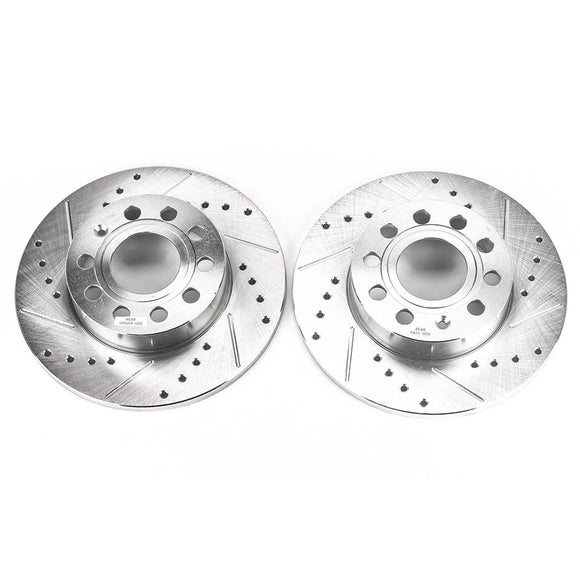 PowerStop Evolution Drilled Slotted Rotors Pair Rear For Volkswagen Jetta