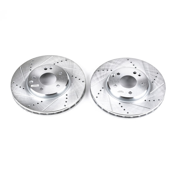 PowerStop Evolution Drilled Slotted Rotors Pair Front For Mercedes-Benz E320