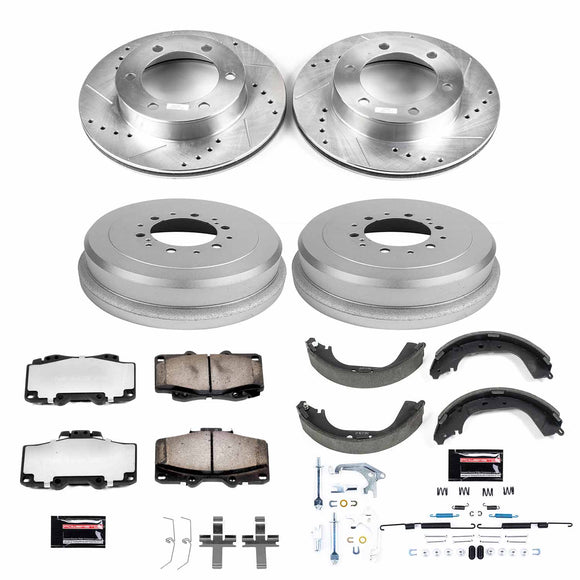 PowerStop Z36 Ceramic Brake Pads with Drilled Slotted Rotors and Drum Shoe Kit