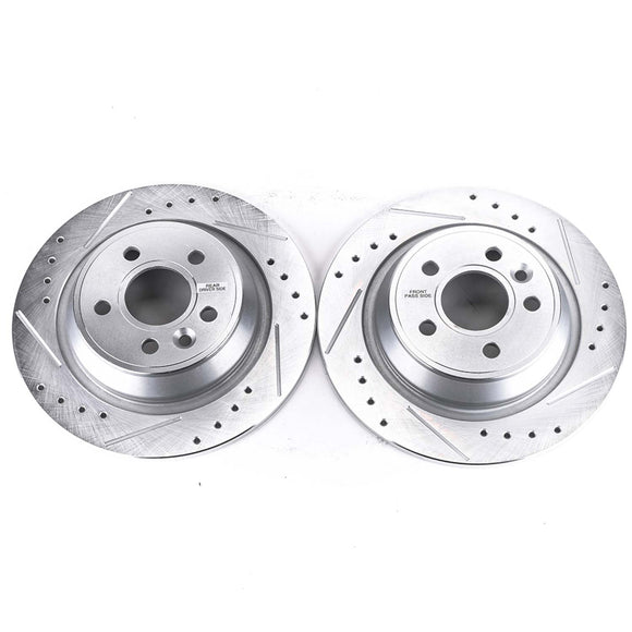 PowerStop Evolution Drilled Slotted Rotors Pair Rear For Range Rover Evoque