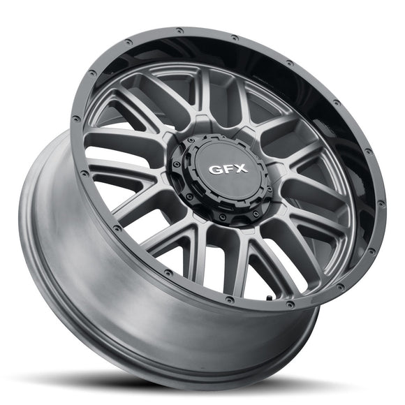 17x8.5 G-FX TM-5 Matte Grey w/ Matte Black Lip 8x165.1 ET0 wheel/rim