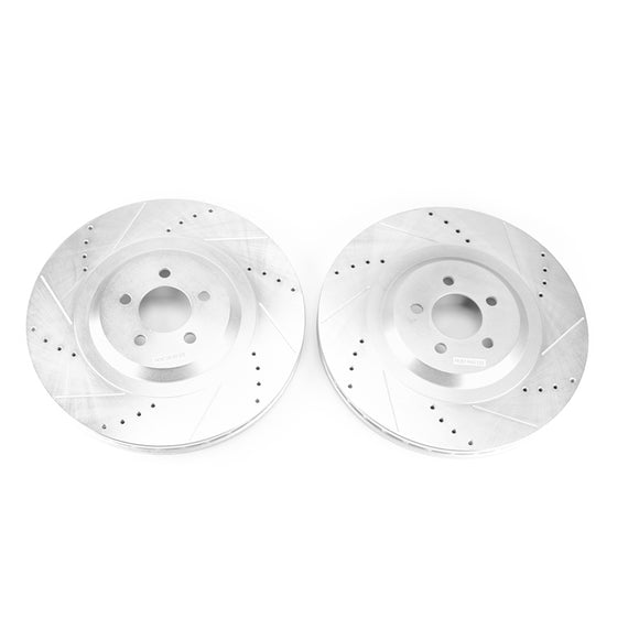 PowerStop Evolution Drilled Slotted Rotors Pair Front For Dodge Challenger