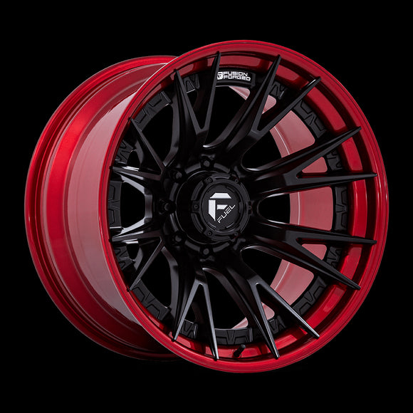 22X10 Fuel FC402 Catalyst Matte Black With Candy Red Lip 8x165.1 ET-18 Wheel Rim