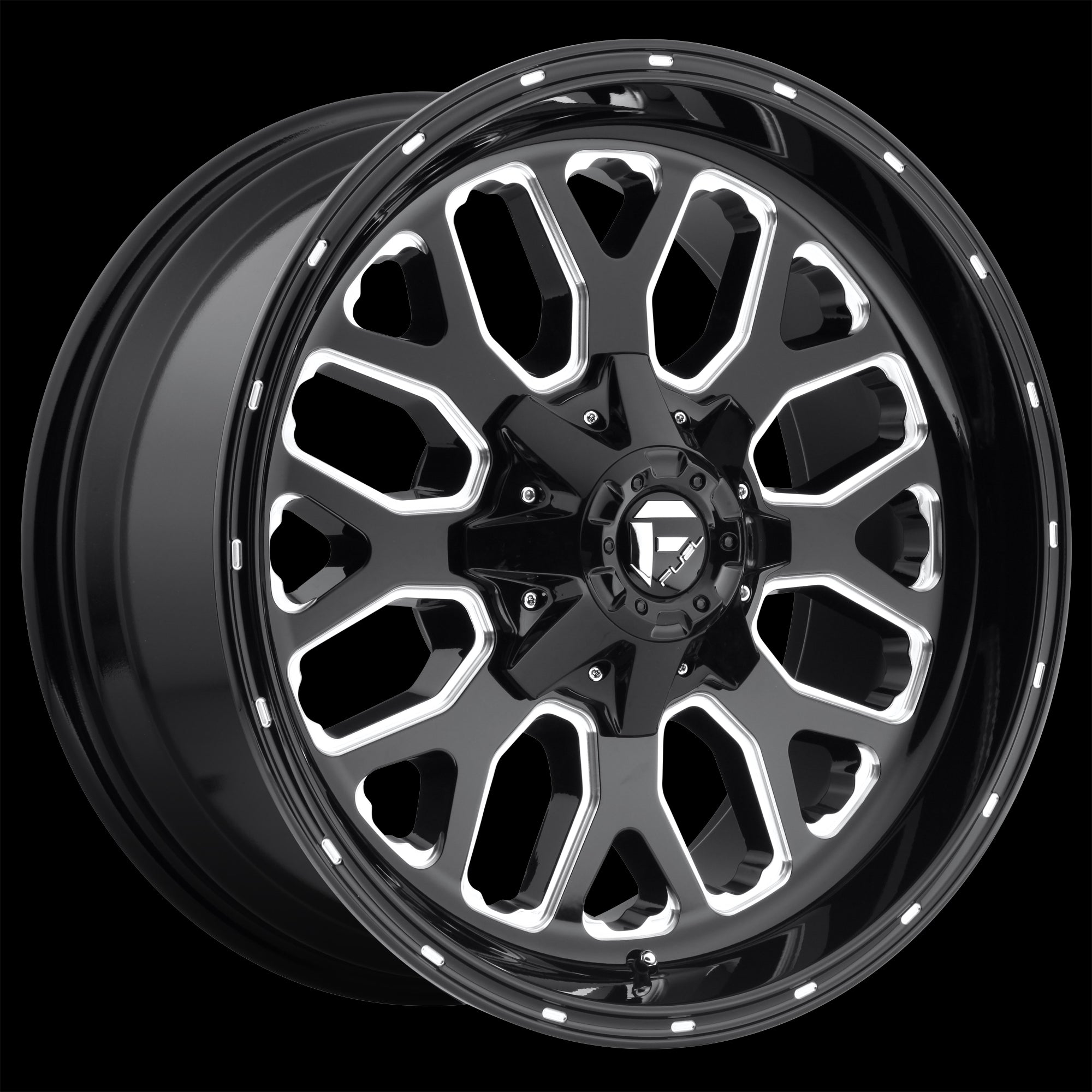 20X10 Fuel D588 Titan Gloss Black Milled 5X139.7/5X150 ET-18 wheel/rim