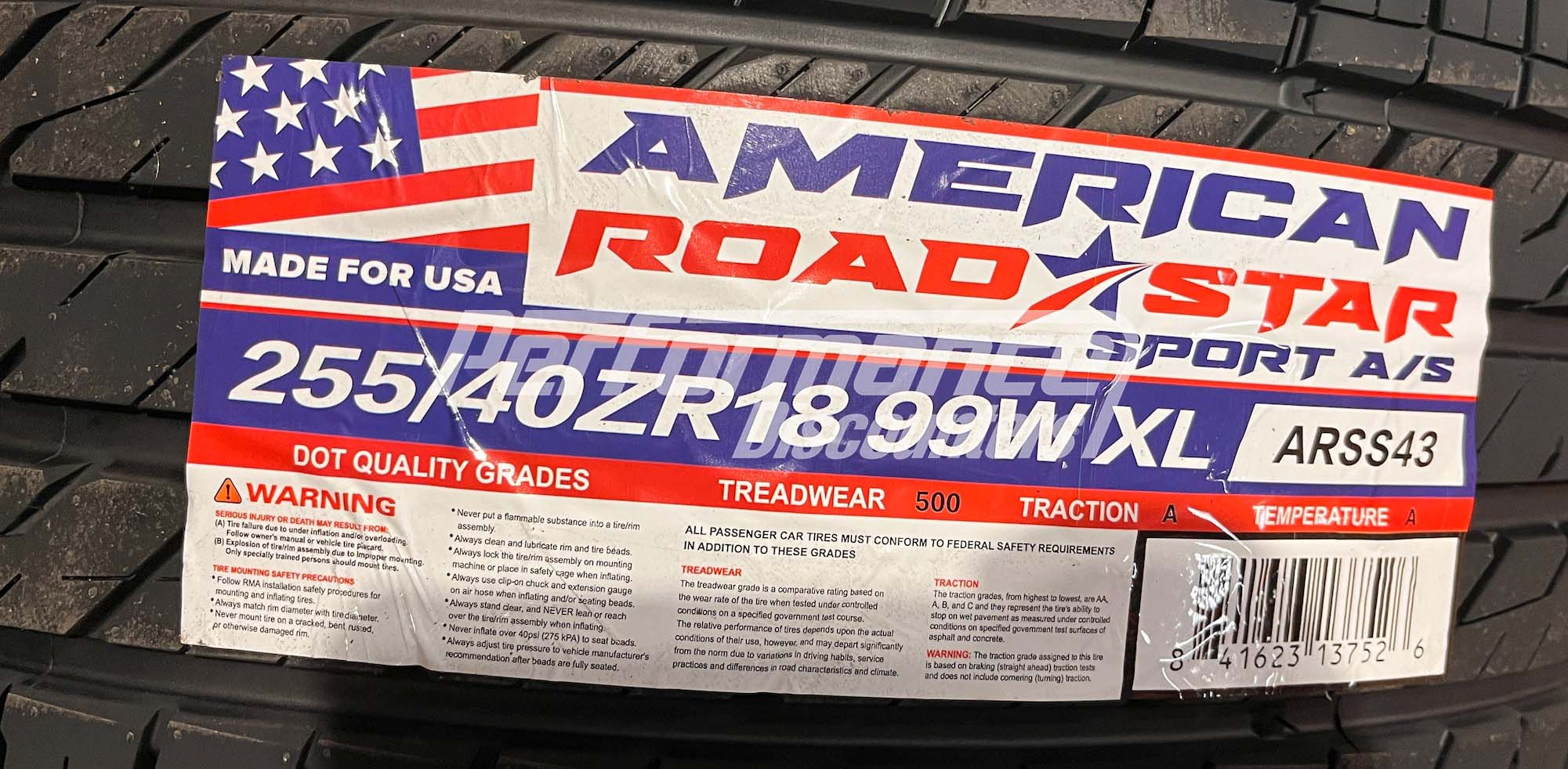 American Roadstar Sport A/S Tire(s) 255/40R18 99W SL BSW 255 40 18 2554018