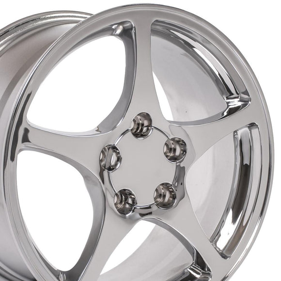 18" Replica Wheel CV05 Fits Chevrolet Corvette - C5 Rim 18x9.5 Chrome Wheel