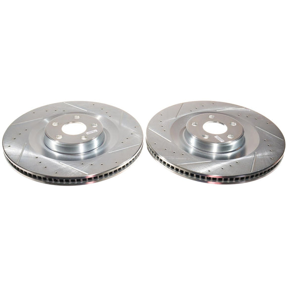 PowerStop Evolution Drilled Slotted Rotors Pair Front For Ford Mustang Mach-E