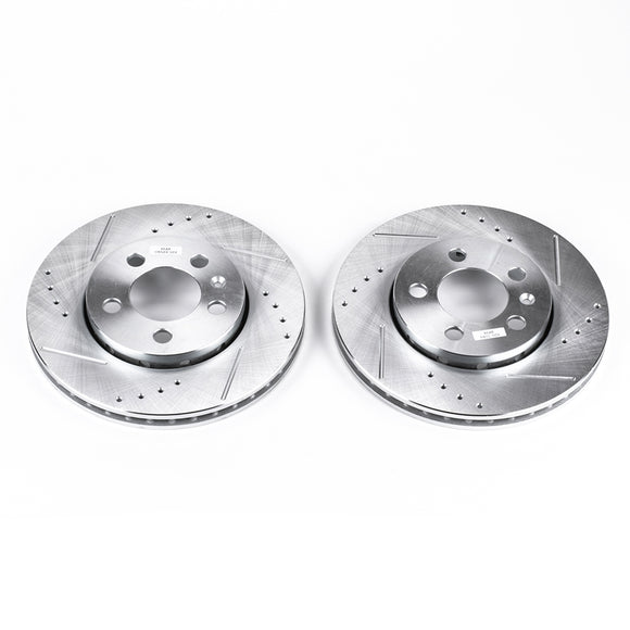 PowerStop Evolution Drilled Slotted Rotors Pair Rear For Audi TT Quattro