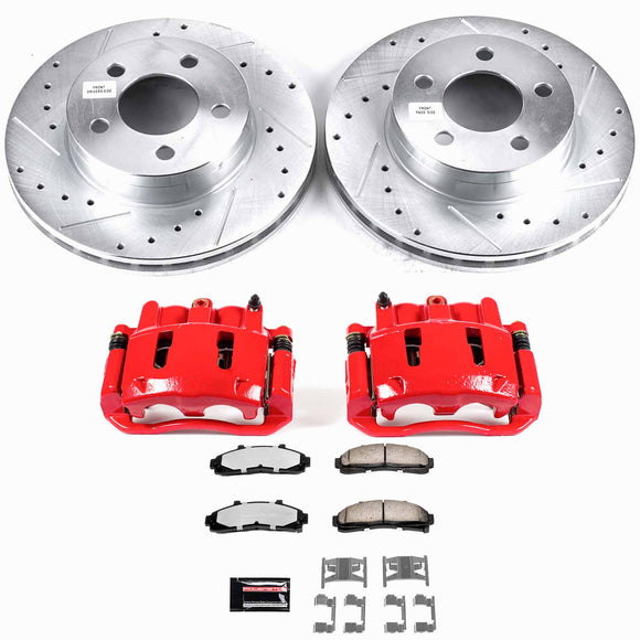 PowerStop Z36 Truck and SUV Ceramic Brake Pad, Drilled & Slotted Rotor, and Cali