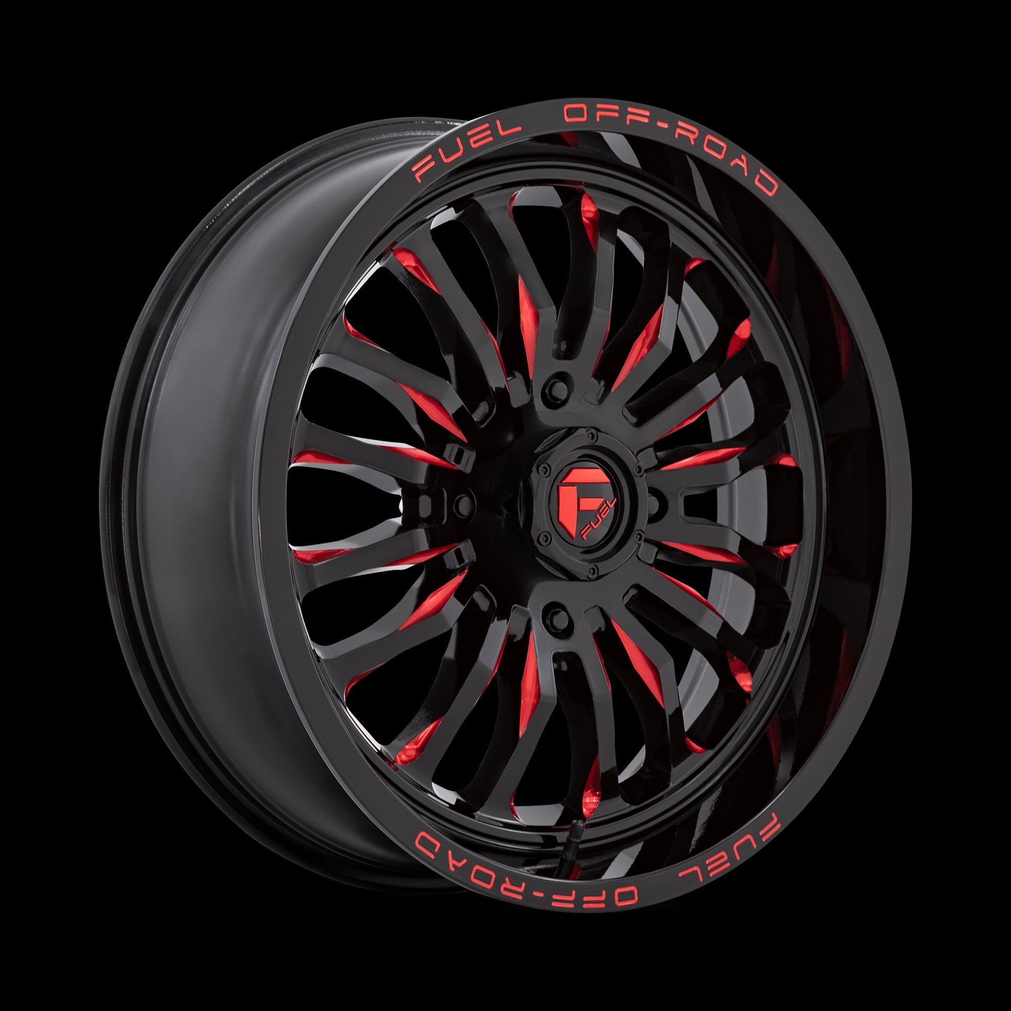 20X7 Fuel UTV D822 ARC UTV Gloss Black Milled Red 4X137 ET13 Wheel Rim