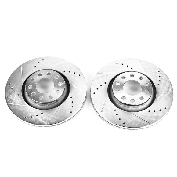 PowerStop Evolution Drilled Slotted Rotors Pair Front For Audi A8