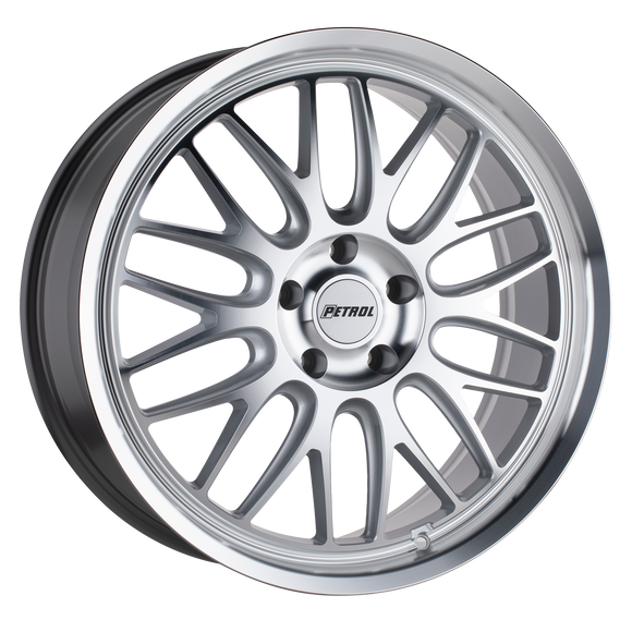 19x8 Petrol P4C Silver With Machined Face And Lip 5x112 ET40 CB66.56 Wheel Rim