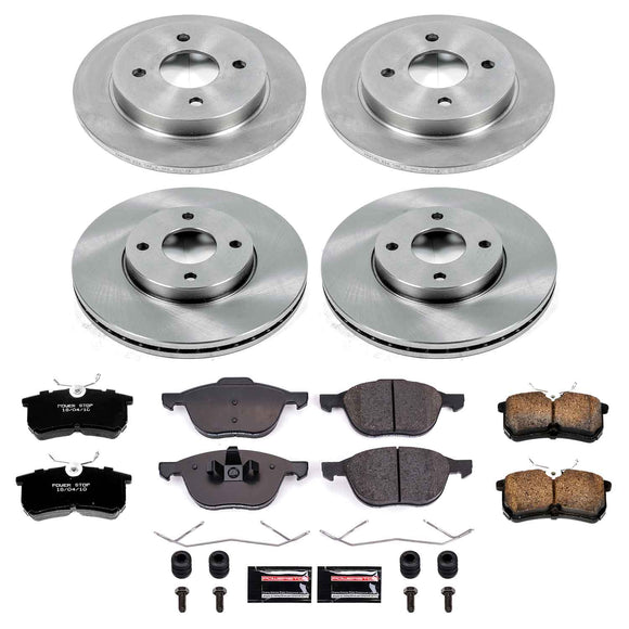 PowerStop OE Stock Replacement Low-Dust Ceramic Brake Pad and Rotor Kit