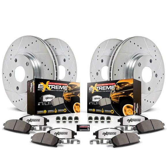 PowerStop Z36 Carbon-Fiber Ceramic Brake Pad with Drilled and Slotted Rotor Kit
