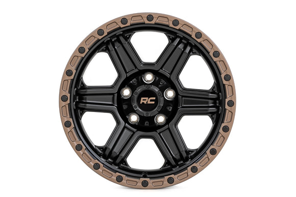 17x8.5 Rough Country 79 Series Black with Bronze Ring 5x127 ET0 Wheel Rim