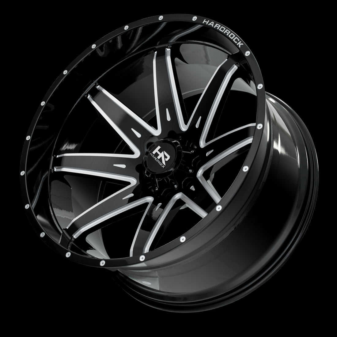 26x14 Hardrock Painkiller XPosed Gloss Black Milled 8x165.1 ET-76 wheel/rim