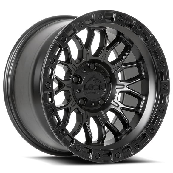 17x9 Lock Off-Road Combat Matte Black Matte Black Ring 6x139.7 ET-12 Wheel