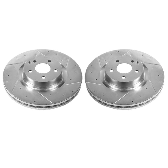 PowerStop Evolution Drilled Slotted Rotors Pair Front For Mercedes-Benz E550