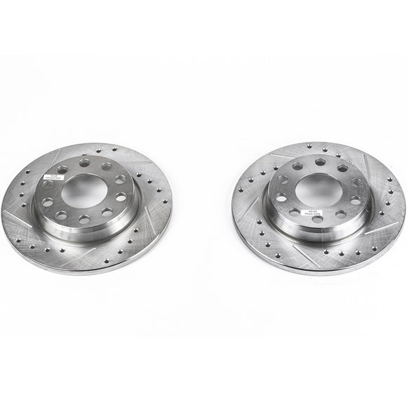 PowerStop Evolution Drilled Slotted Rotors Pair Rear For Audi A4 Quattro