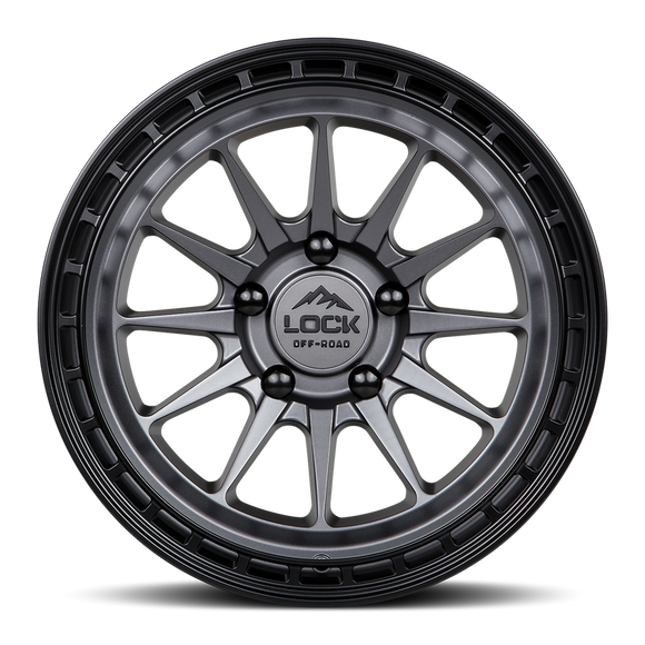 17x9 Lock Off-Road Baja Matte Gray Matte Black 6x139.7 ET-12 Wheel Rim