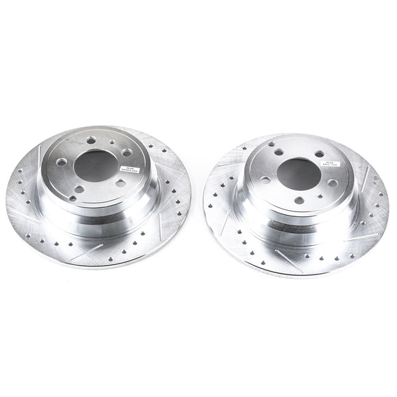 PowerStop Evolution Drilled Slotted Rotors Pair Rear For Volvo 850