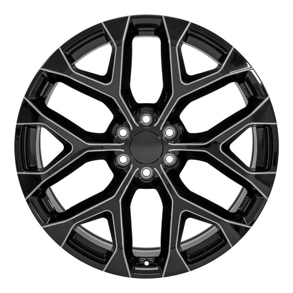 24" Replica CV98B fits Chevy Silverado 24x10 Black with Milled Edge