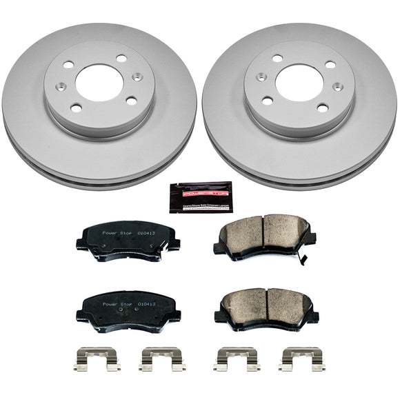 PowerStop Genuine Geomet Coated Rotor and Low-Dust Ceramic Brake Pad Kit
