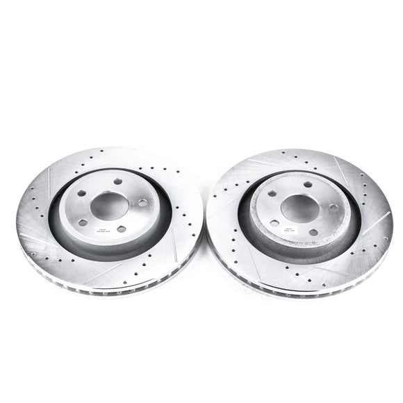 PowerStop Evolution Drilled Slotted Rotors Pair Front For Jeep GrCherokee