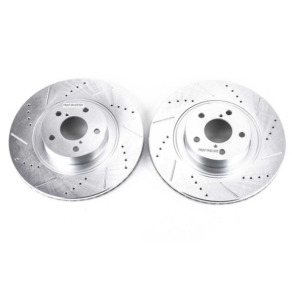 PowerStop Evolution Drilled Slotted Rotors Pair Front For Subaru Baja