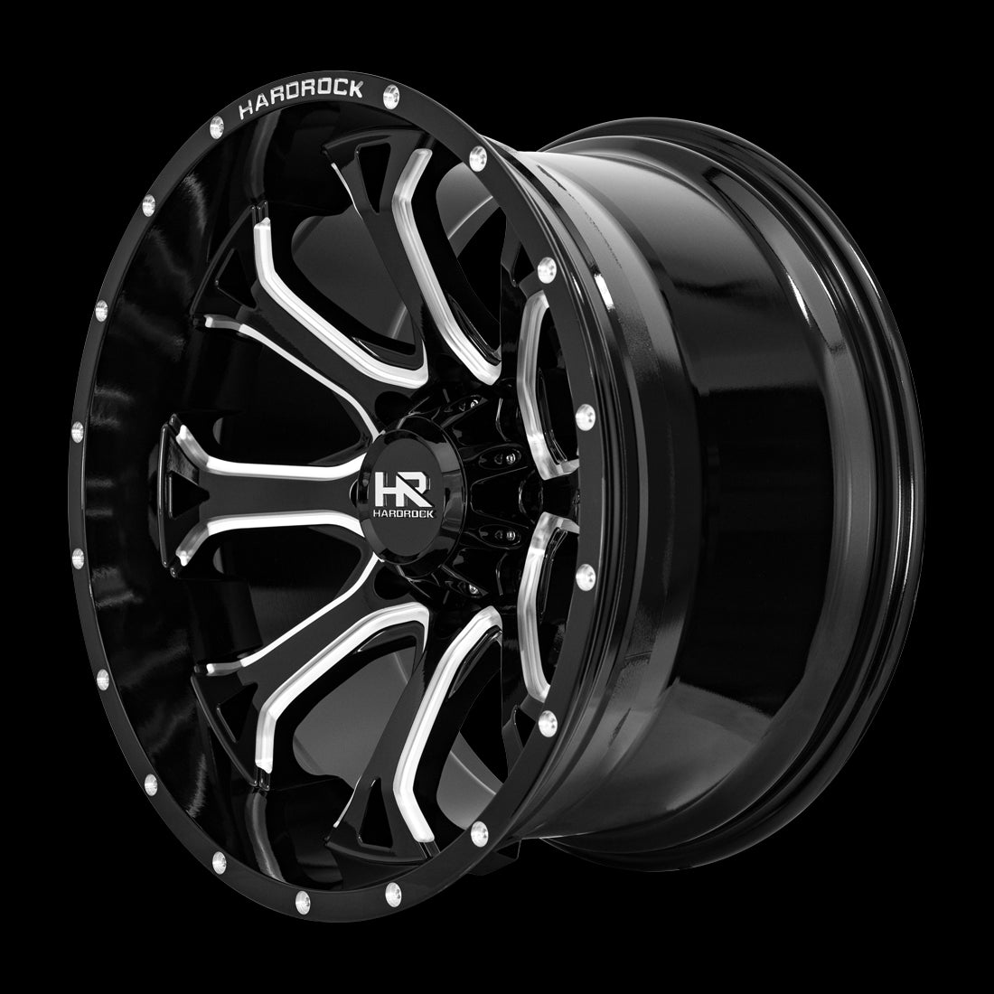 24x14 Hardrock BloodShot Xposed Gloss Black Milled 6x135 ET-76 wheel/rim