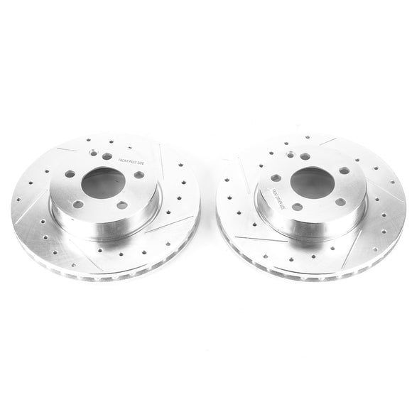 PowerStop Evolution Drilled Slotted Rotors Pair Front For Mercedes-Benz C300