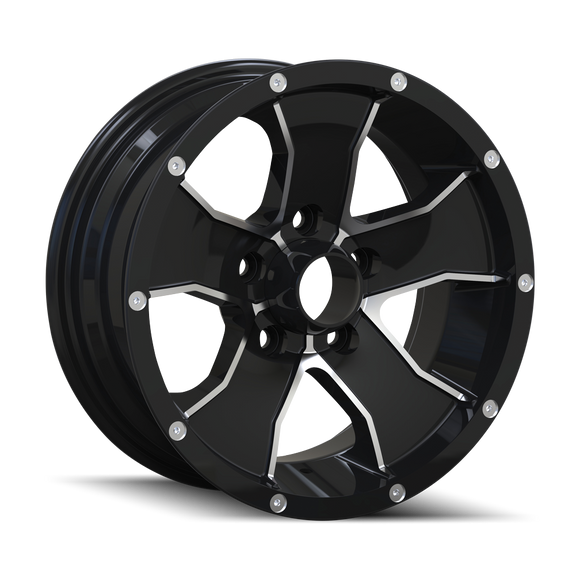 15x6 Trailer Style 14 Black-Machined Wheel/Rim 5x114.3 14-5665B