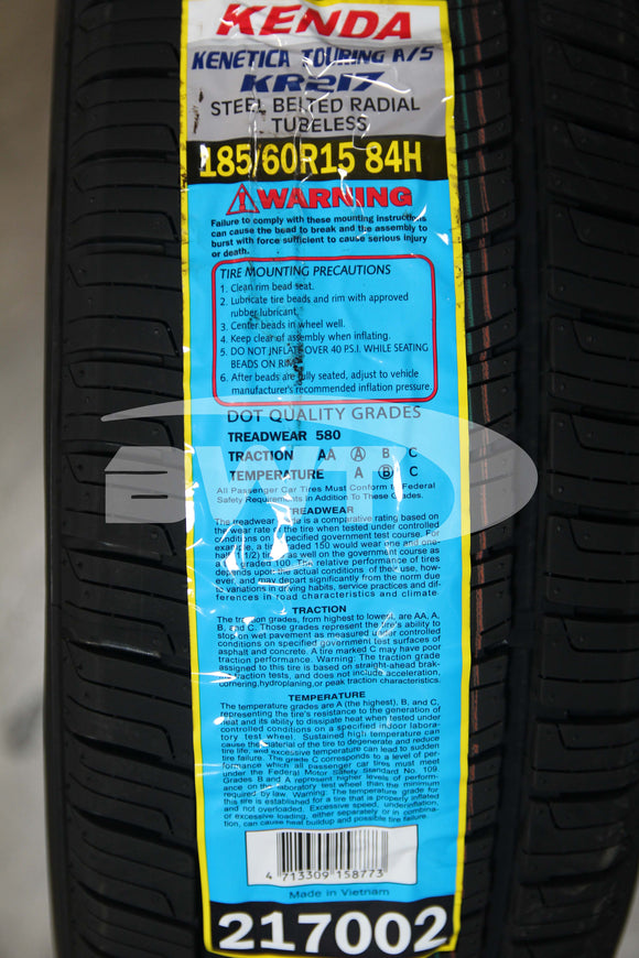 Kenda Kenetica Touring AS KR217 Tire(s) 185/60R15 84H SL 185/60-15 1856015
