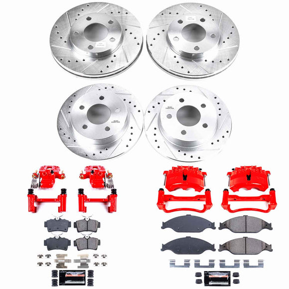 PowerStop Z23 Daily Driver Carbon-Fiber Ceramic Pads Drilled & Slotted Rotor & C