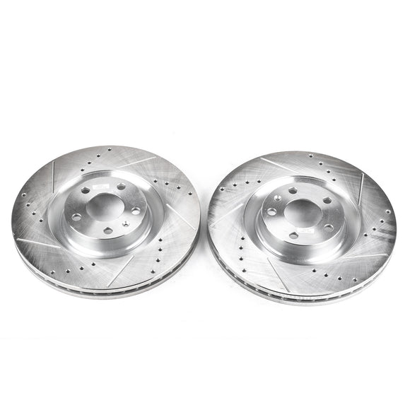 PowerStop Evolution Drilled Slotted Rotors Pair Front For Audi S4