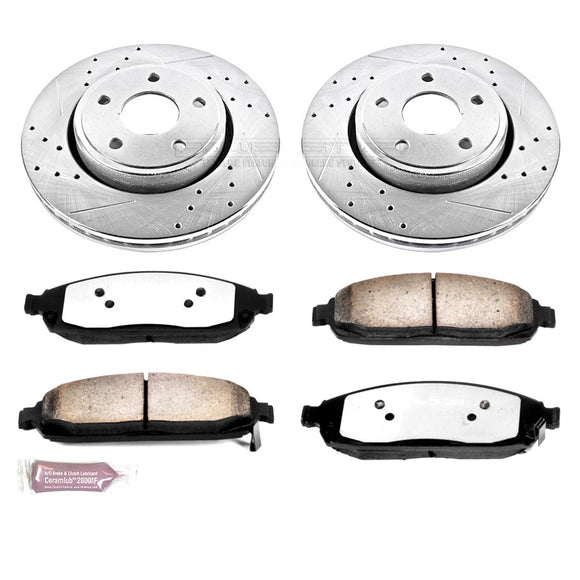 PowerStop Z36 Carbon-Fiber Ceramic Brake Pad with Drilled and Slotted Rotor Kit