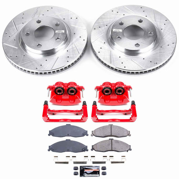 PowerStop Z23 Daily Driver Carbon-Fiber Ceramic Pads Drilled & Slotted Rotor & C