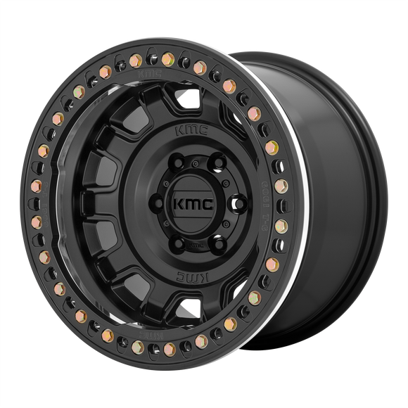 17X9 KMC KM236 TANK Beadlock Satin Black 5X127 ET-15 wheel/rim