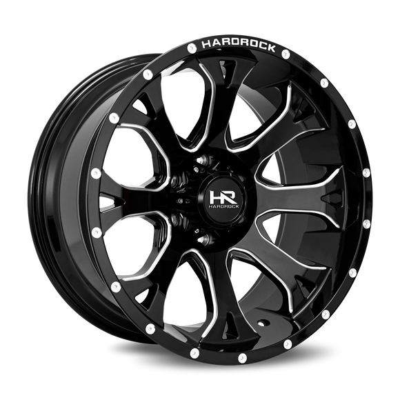 20x12 Hardrock BloodShot Xposed Gloss Black Milled 6x135 ET-44 wheel/rim