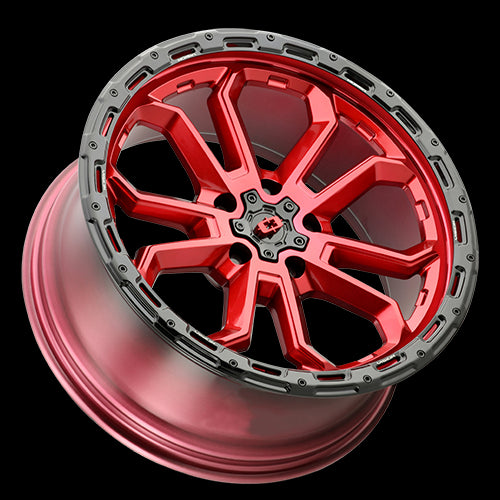 18x9 Vision 405 Korupt Gloss Red w/Gloss Black Lip 5x150 ET12 Wheel Rim