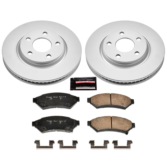 PowerStop Genuine Geomet Coated Rotor and Low-Dust Ceramic Brake Pad Kit