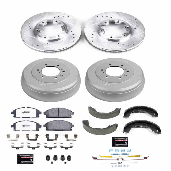 PowerStop Z36 Ceramic Brake Pads with Drilled Slotted Rotors and Drum Shoe Kit