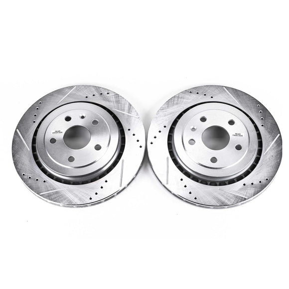 PowerStop Evolution Drilled Slotted Rotors Pair Rear For Cadillac ATS